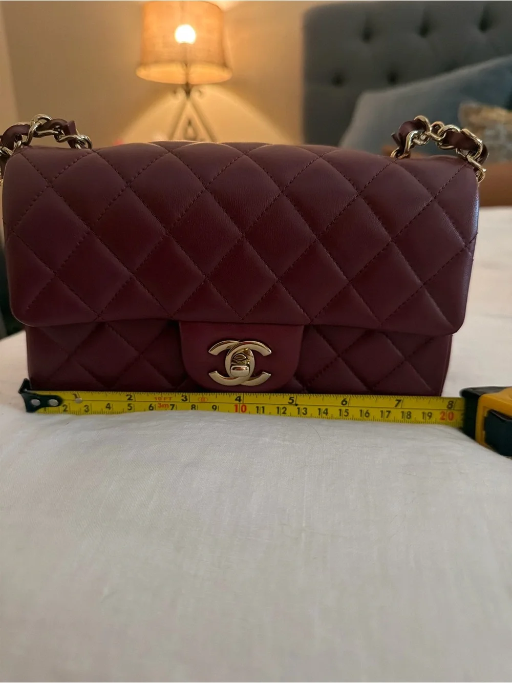 Mini classic Chanel Quilted Lambskin Burgundy